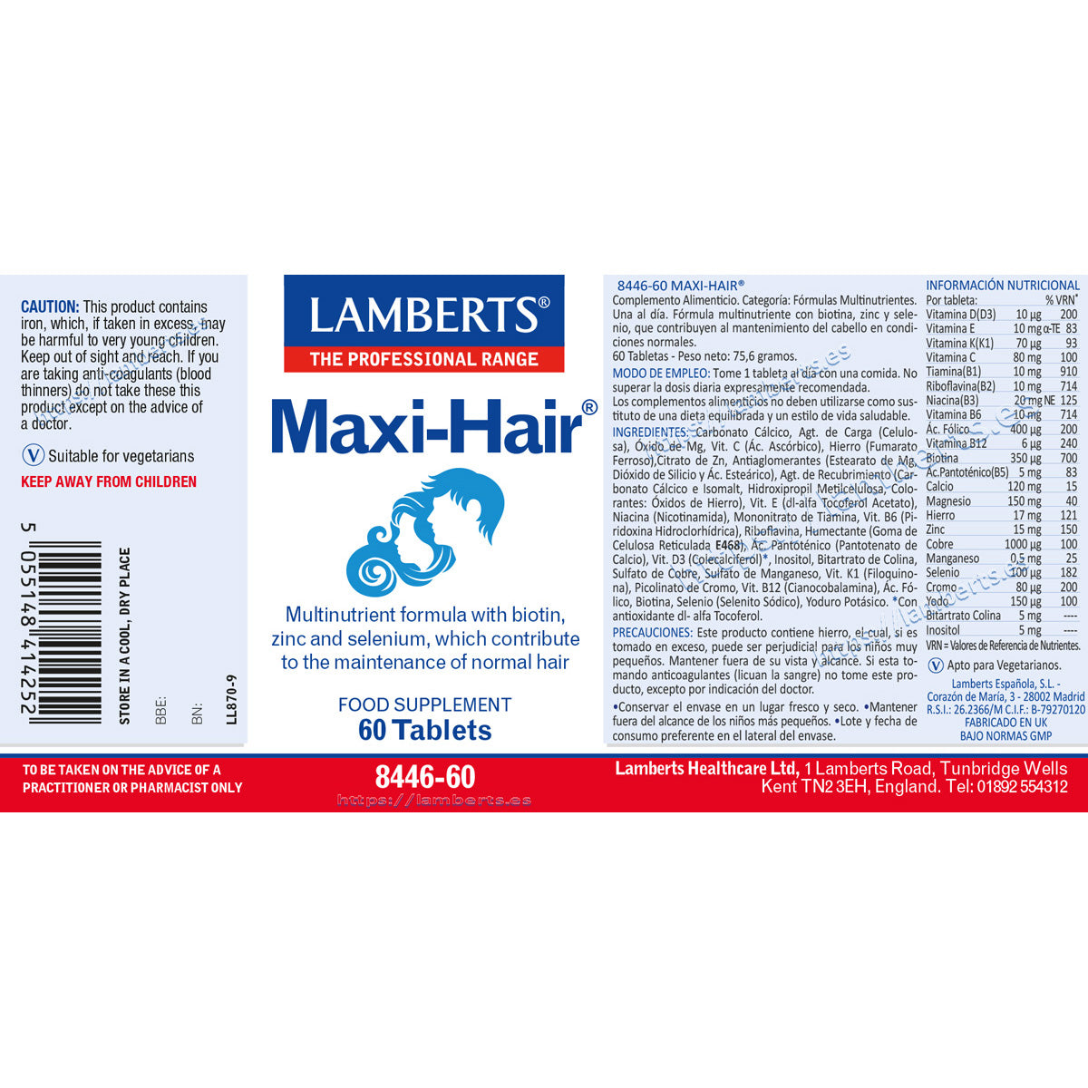 Pack 2x Maxi-Hair Lamberts 60 tabletas