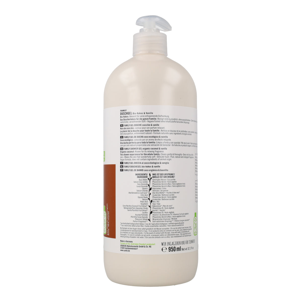 BIO-Duschgel Kokosnuss und Vanille Sante 950 ml