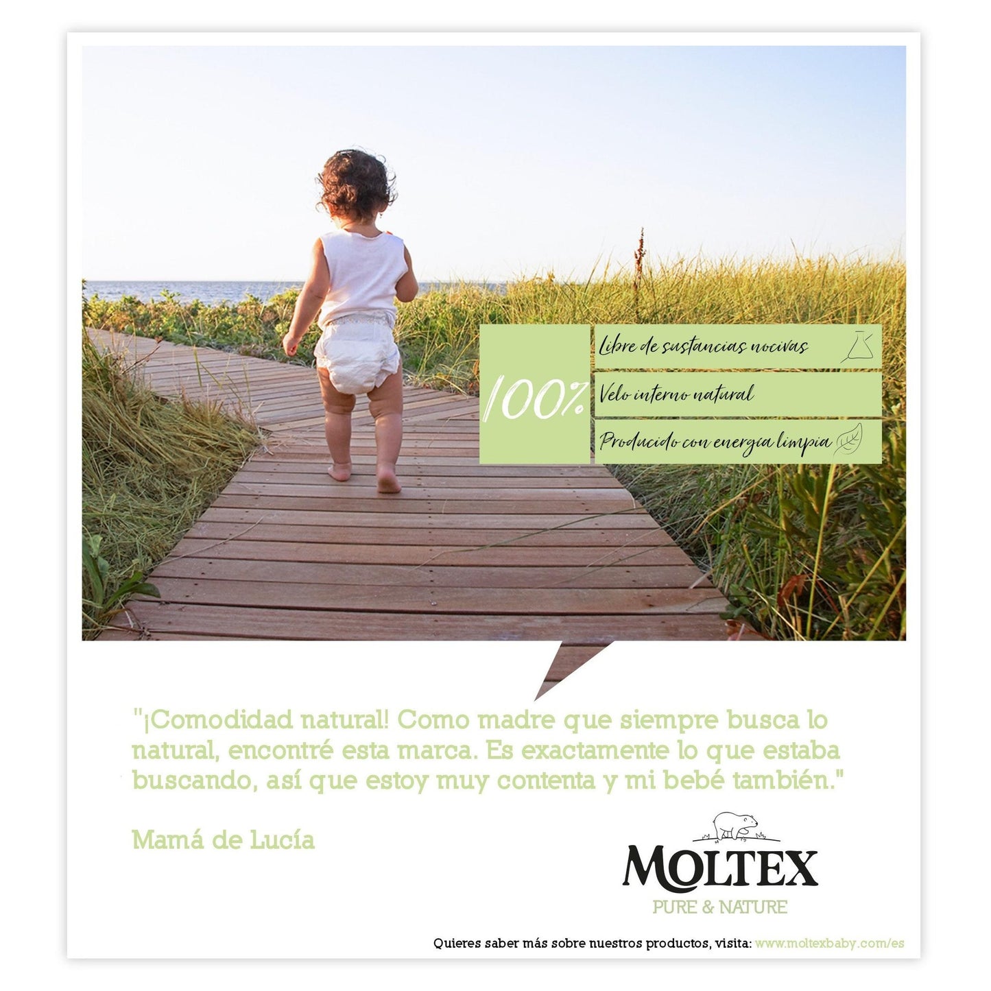 Pañales T3 (4-10 kg) Moltex Pure & Nature, 56 Uds