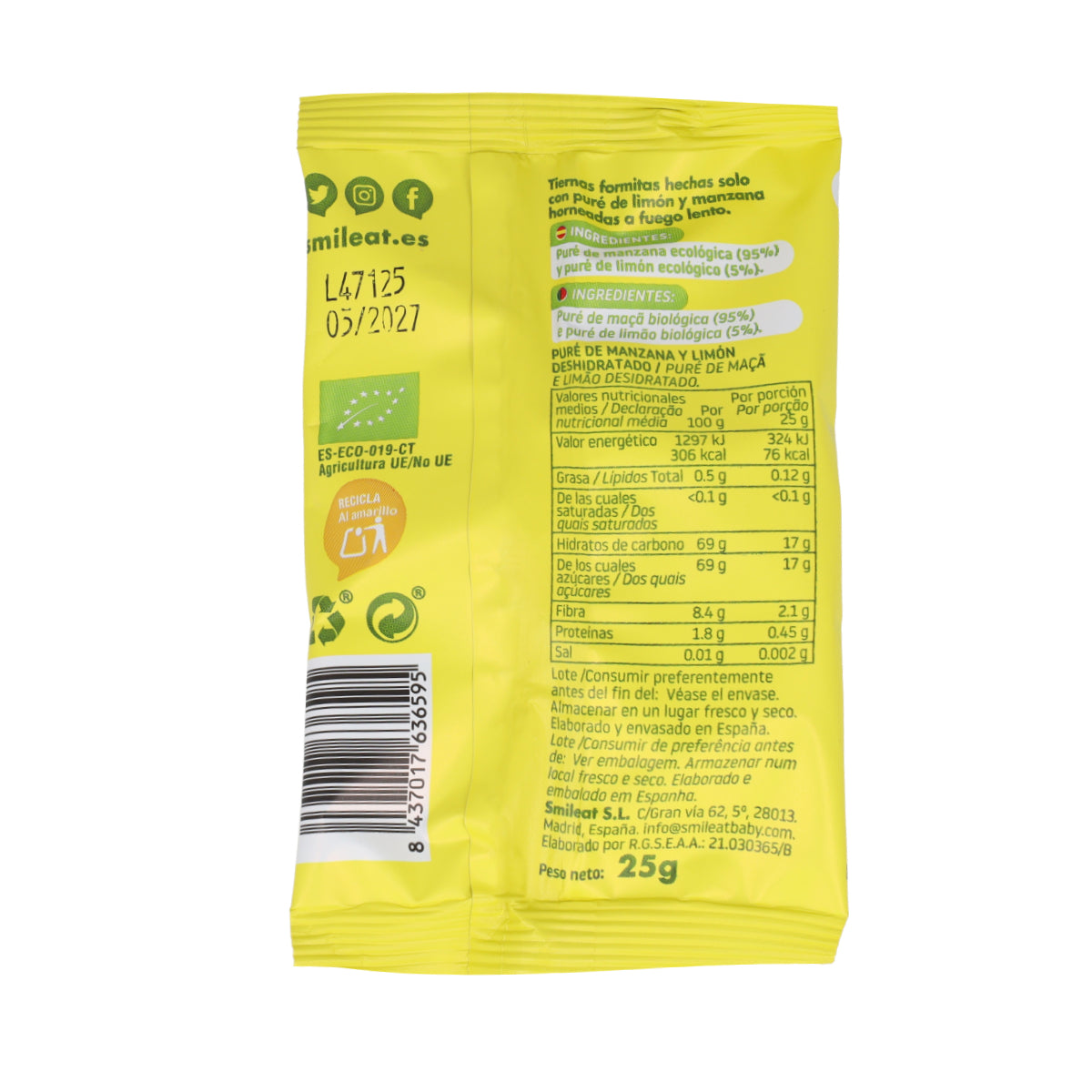 Bio-Snack mit Apfel und Zitrone 25 g, Triboo