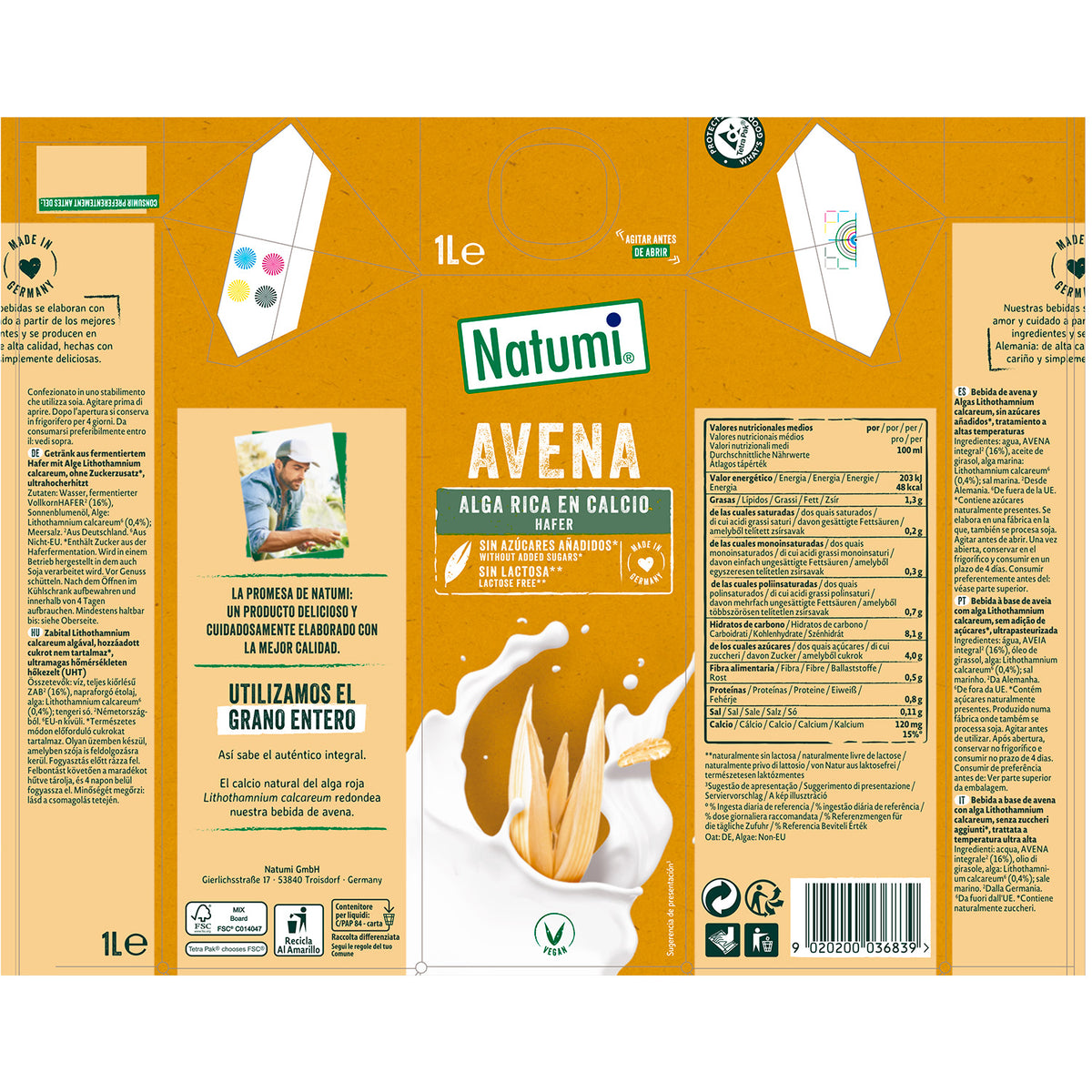 Bio-Hafer-Algen-Getränk Natumi 1 l