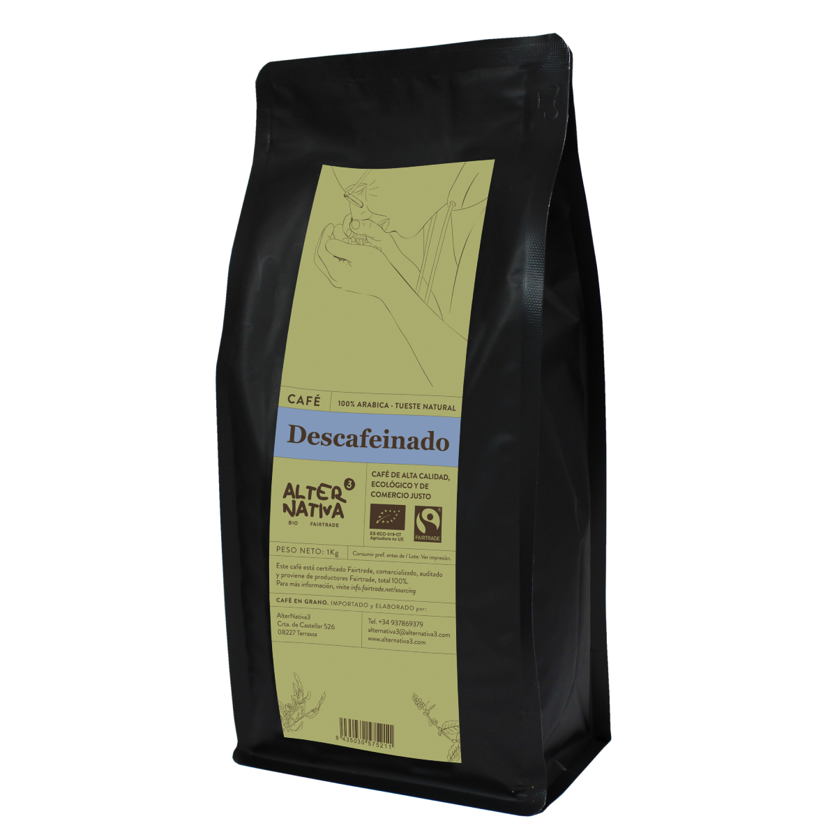 Entkoffeinierter Kaffee in Bohnen BIO Alternativa3 1 kg