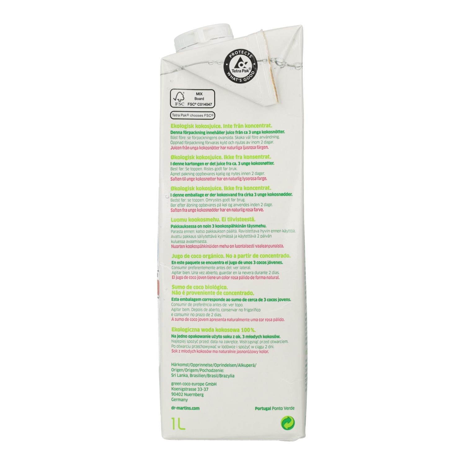 Agua de Coco Natural Dr. Martins 1 L