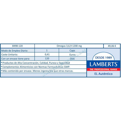 Pack 2x Omega 3-6-9 con Vitamina D3 Lamberts 120 Caps