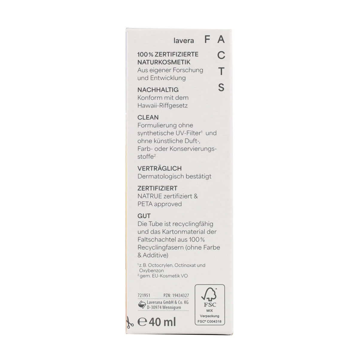 Lavera Sonnenschutzfluid für das Gesicht LSF 50, 40 ml