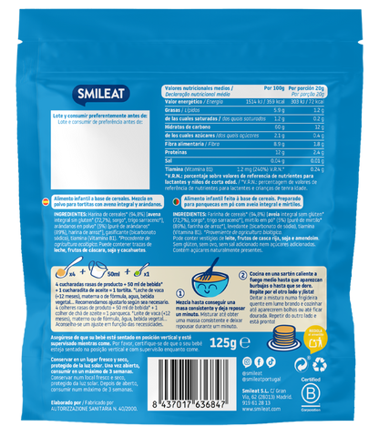 Pack 2 Mix Tortitas Avena integral y arándanos ECO, Smileat, 125 g