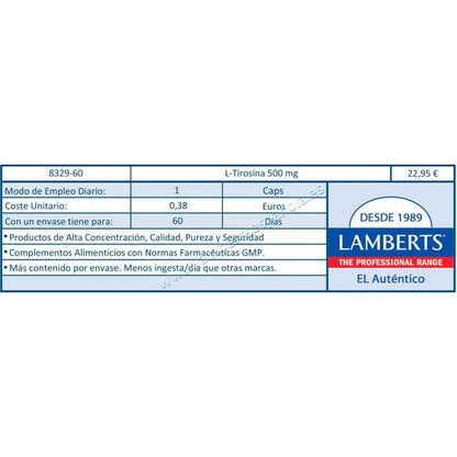 L-Tirosina 500 mg Lamberts