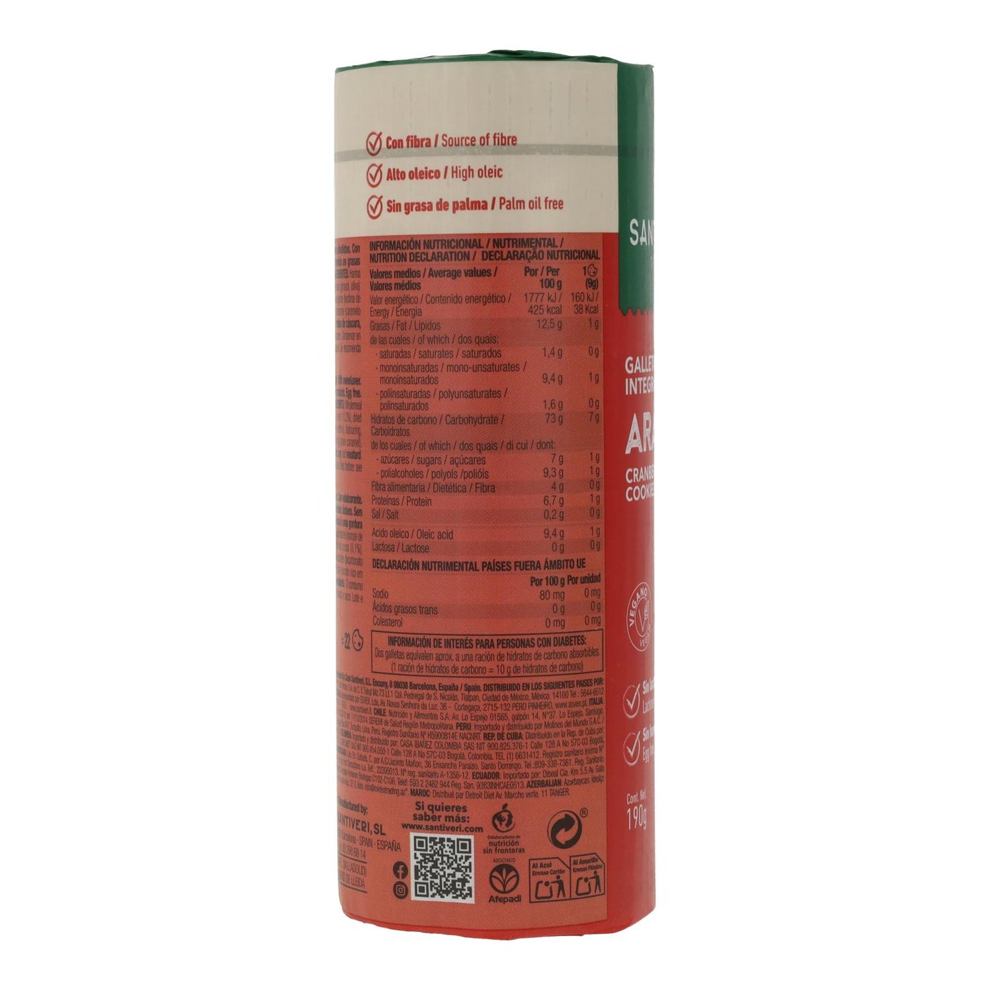 Galletas Integrales Arándanos 0% azúcares Santiveri 190 g