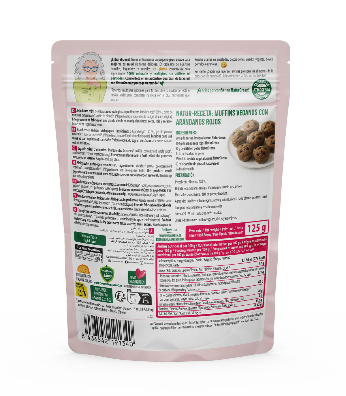 Getrocknete Bio-Preiselbeeren Naturgreen 125 g