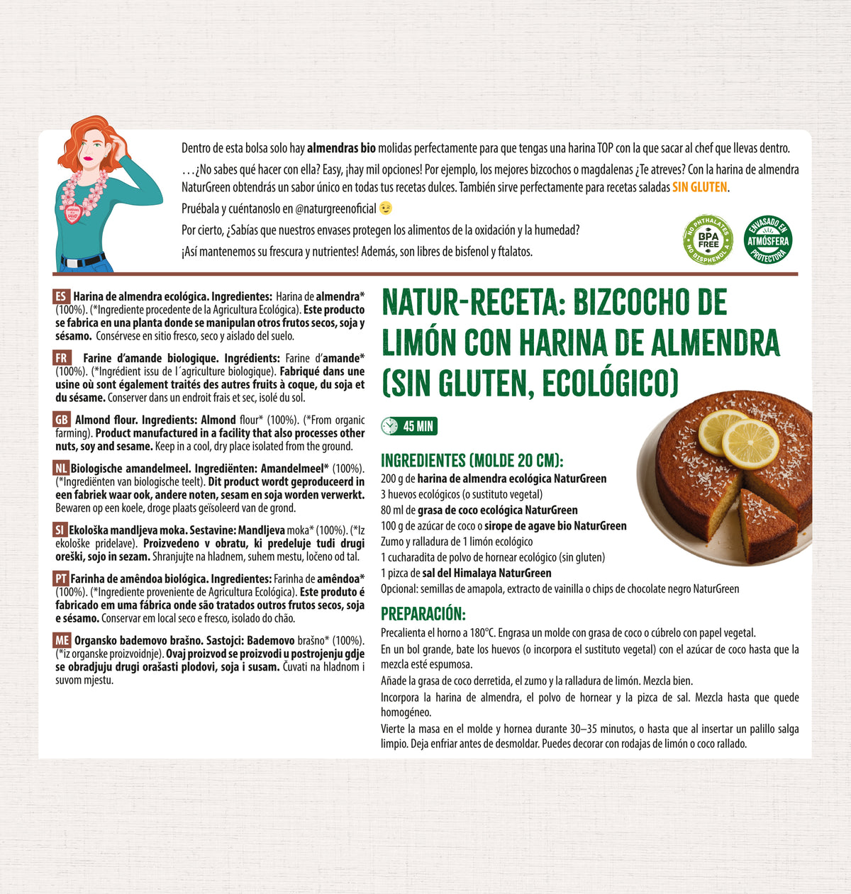 Glutenfreies Bio-Mandelmehl NaturGreen 300 g