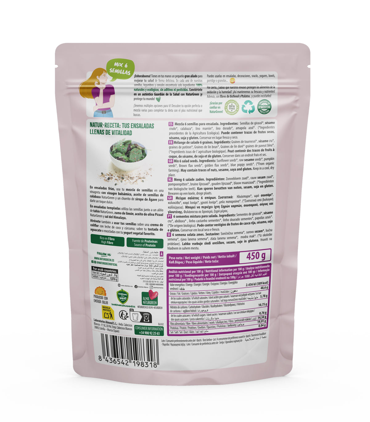 Salatmischung mit 6 Samen, NaturGreen, 450 g