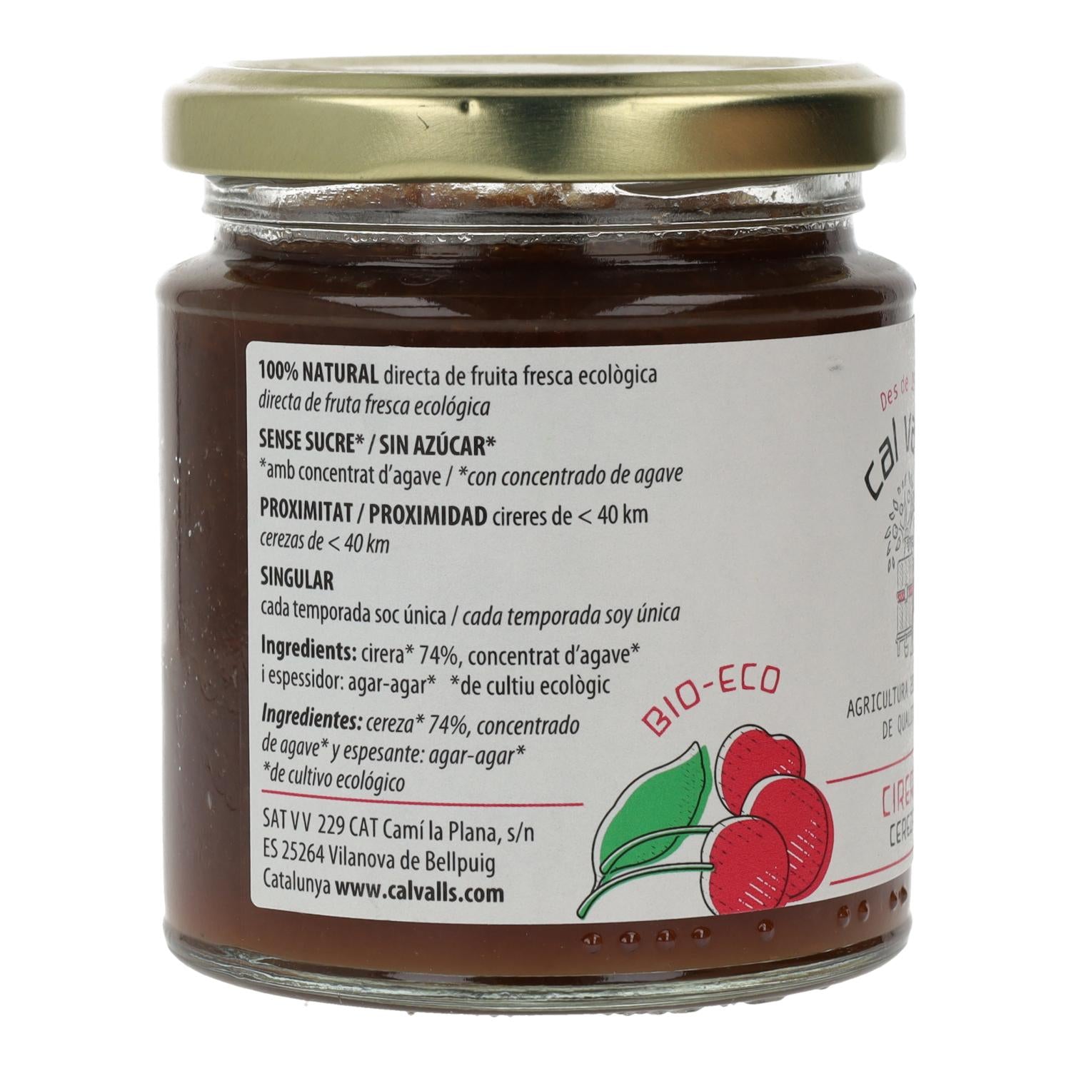 Mermelada cereza ECO Cal Valls, 240 g