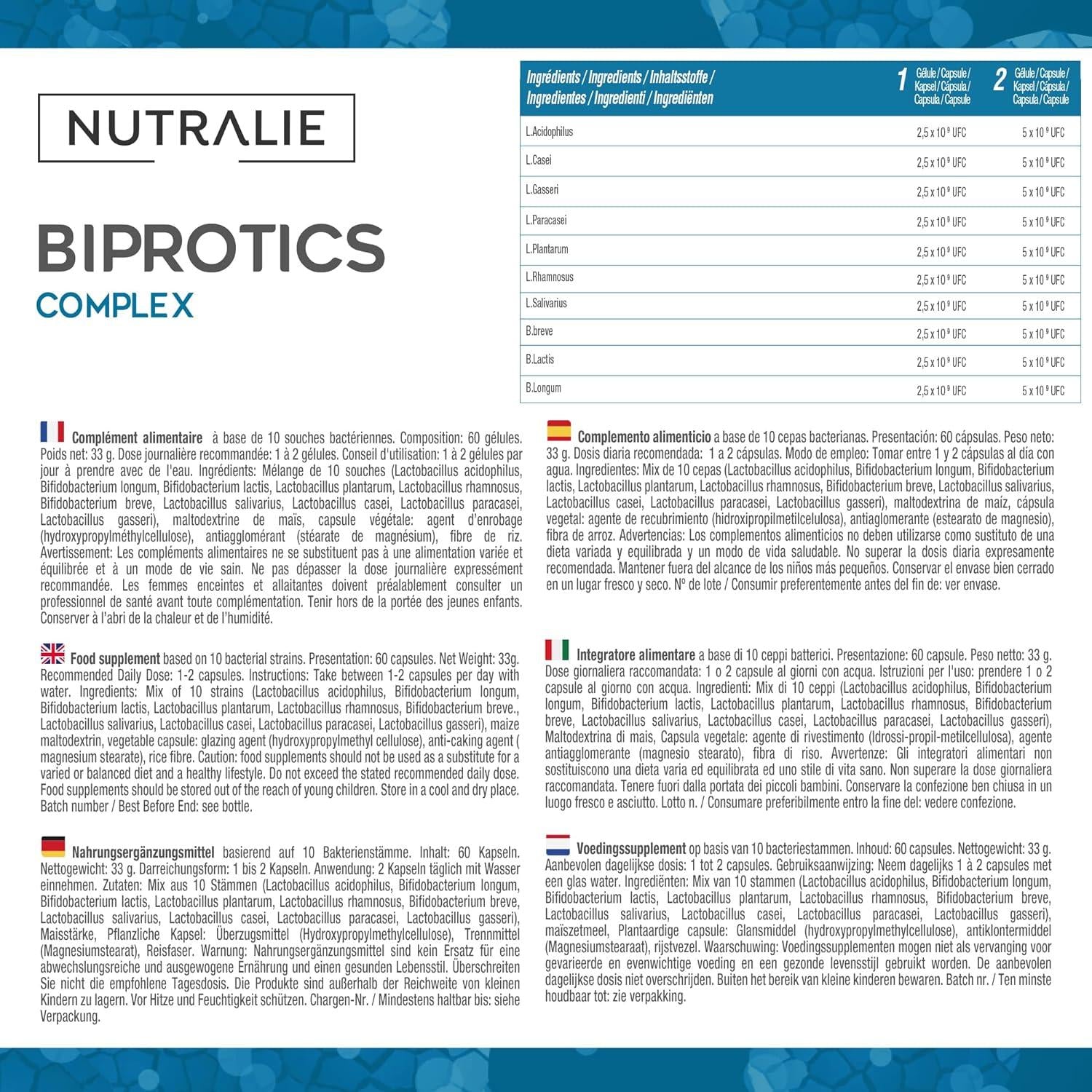 Nutralie Probióticos intestinales 10 cepas 60 Cápsulas