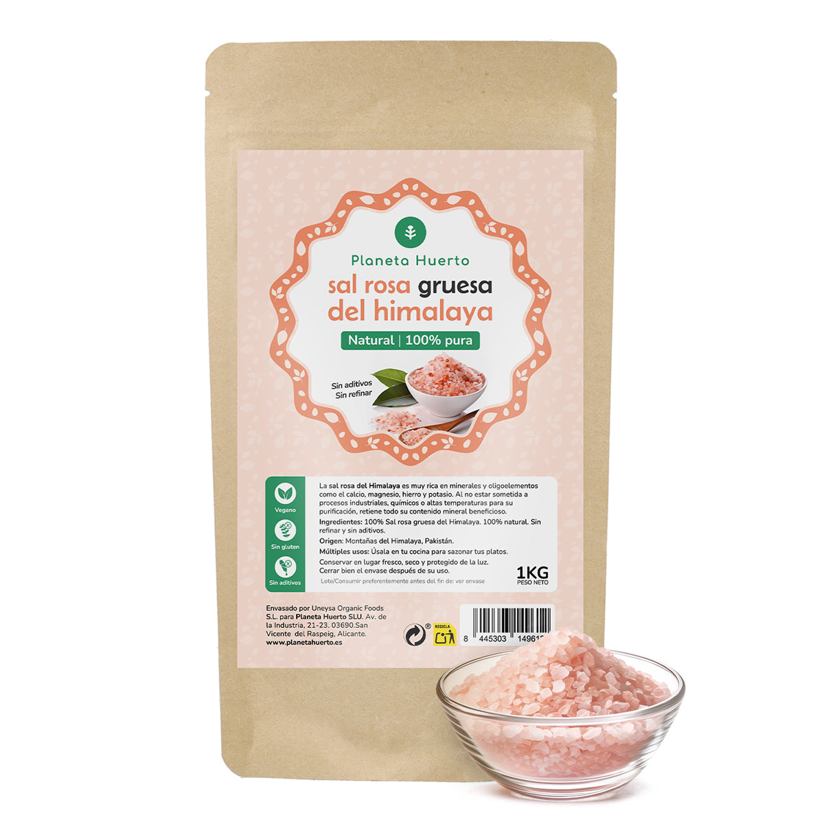 Sal rosa del Himalaya gruesa Planeta Huerto 1 kg