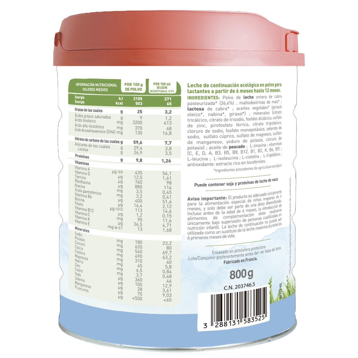 Pack 2x Leche de Cabra Caprea 2 Babybio 800 g