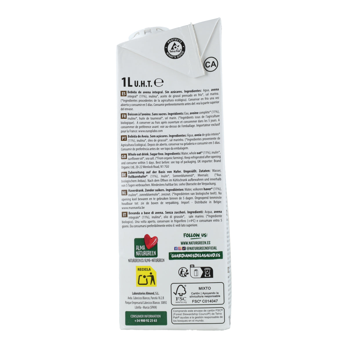 Bio-Haferdrink NaturGreen 1 l, 0 % Zucker
