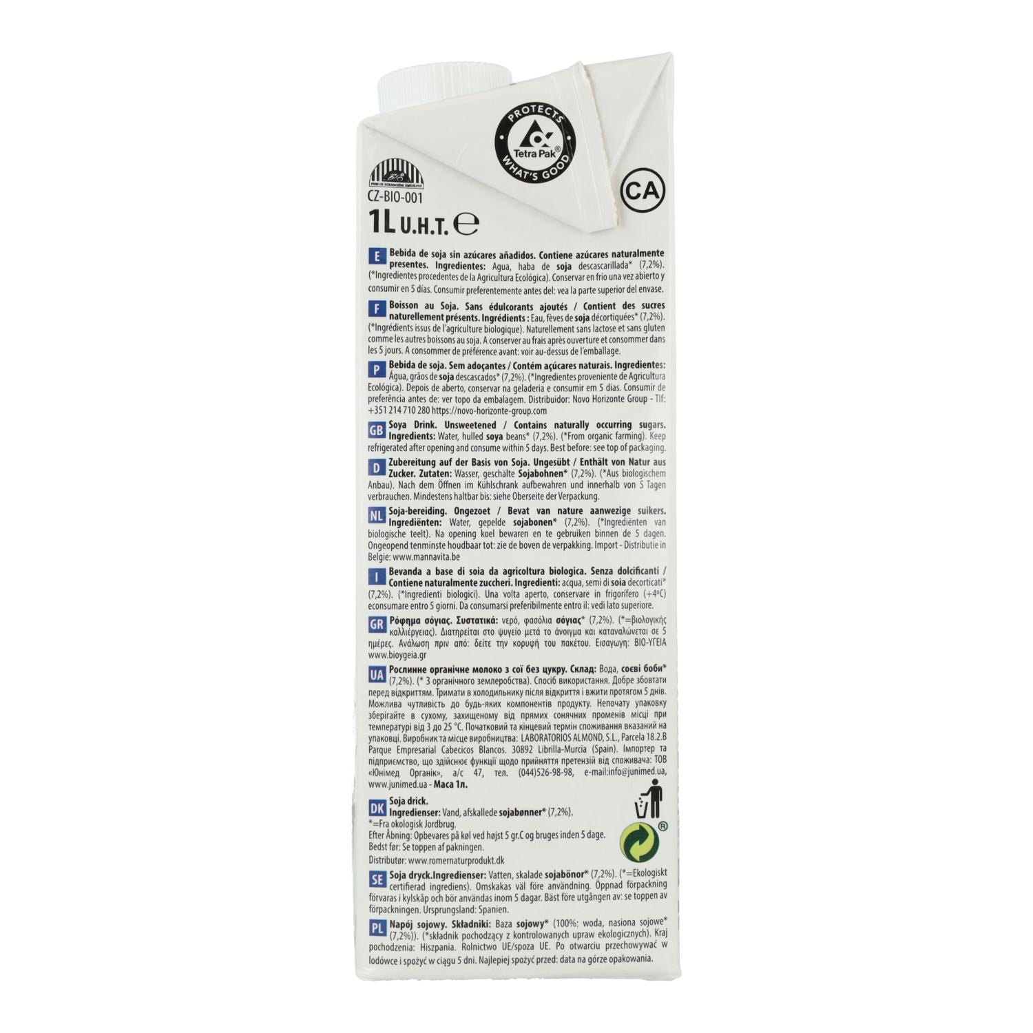 Bebida de Soja Nature sin Azúcares NaturGreen, 1 L