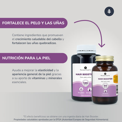 Pack 3xHair Booster pelo, piel y uñas Planeta Huerto 120 cápsulas