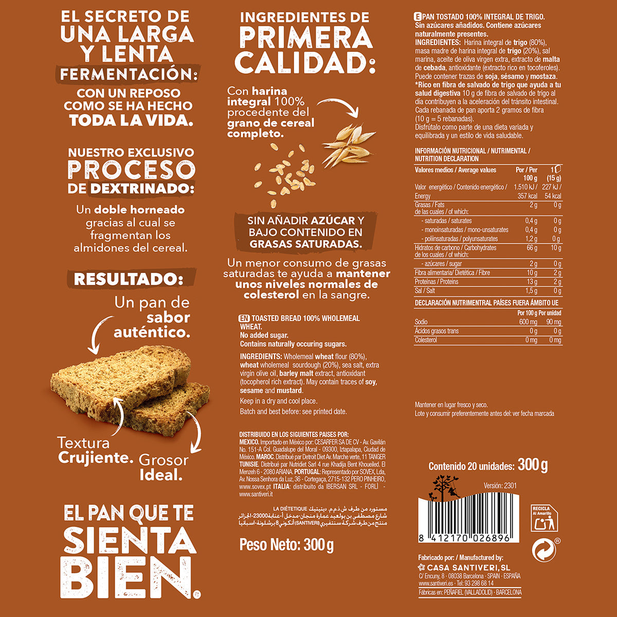 2er-Pack traditionelles Dextrinbrot Santiveri 300 g