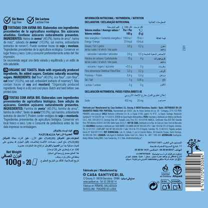Leichte und knusprige Haferflocken-Toasts Santiveri 100 g