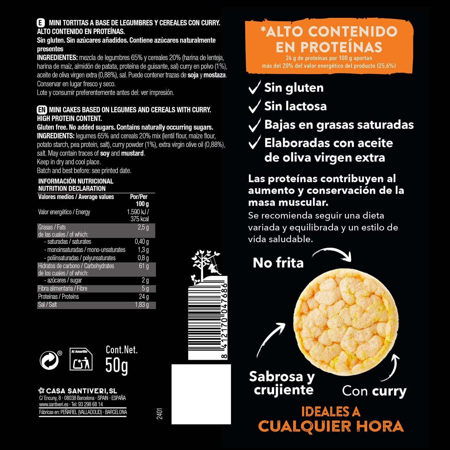Mini-Protein-Curry-Pfannkuchen SANTIVERI 50 g