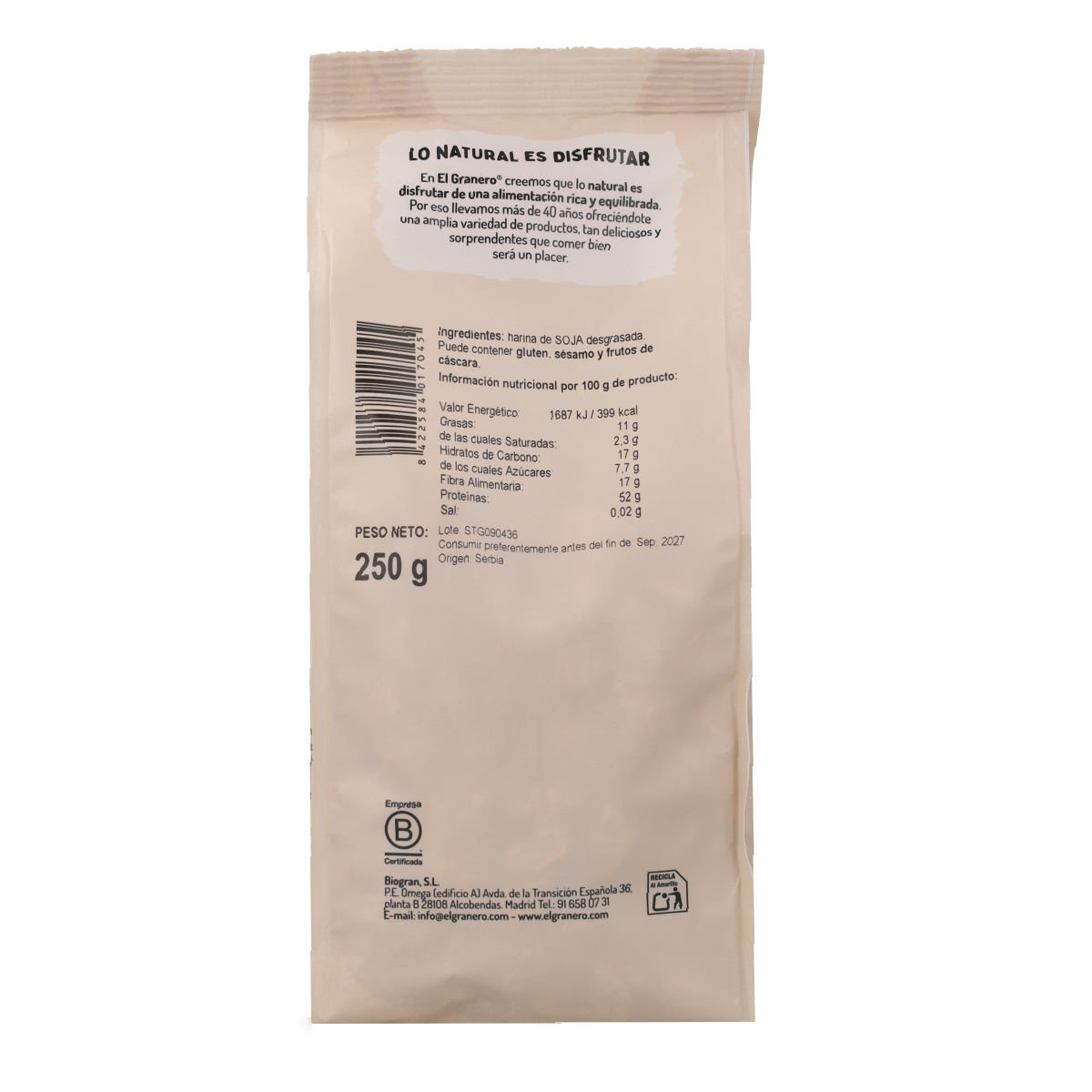 Grobe texturierte Soja El Granero 250 g