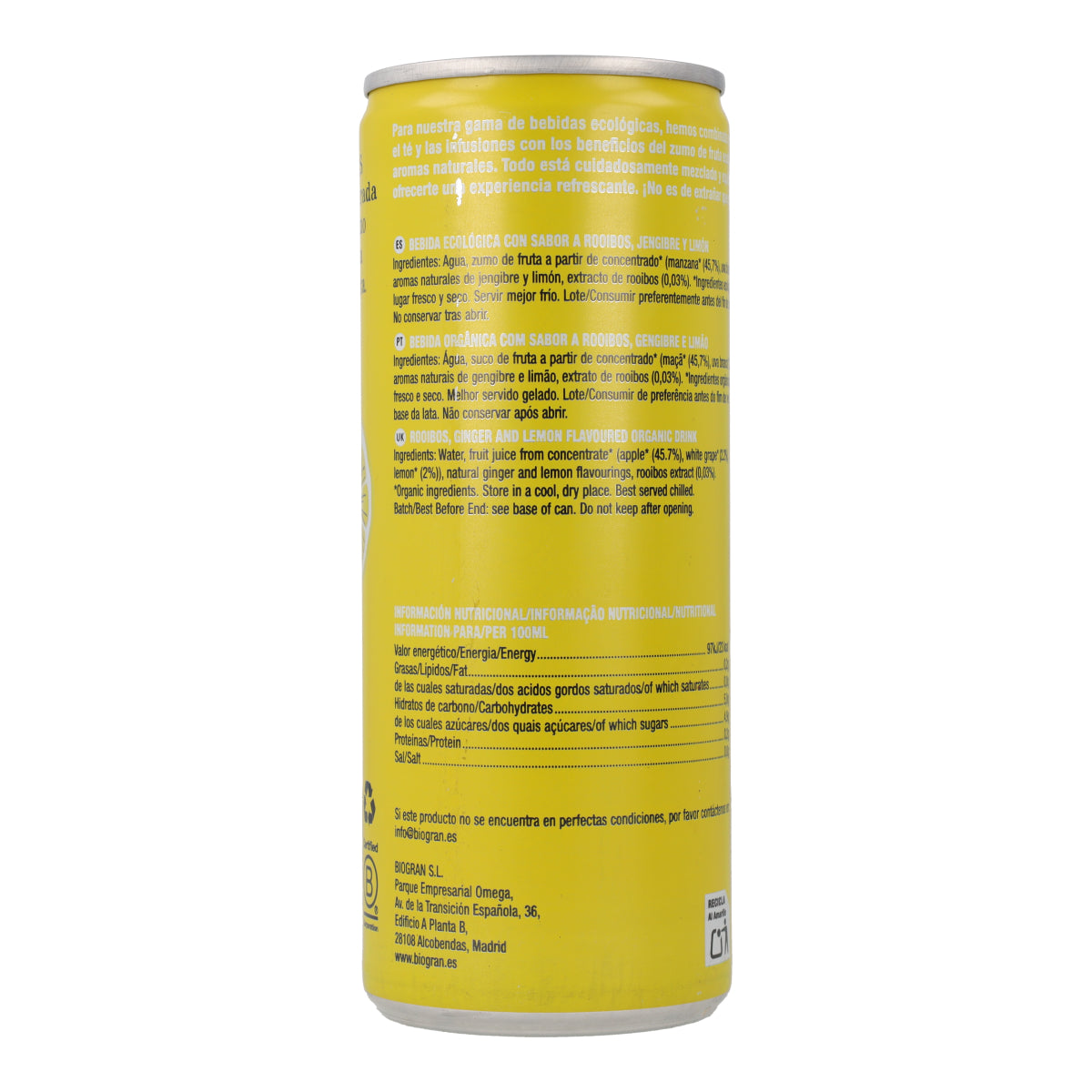 Ingwer-, Zitronen- und Rooibos-Erfrischungsgetränk Cupper 250 ml