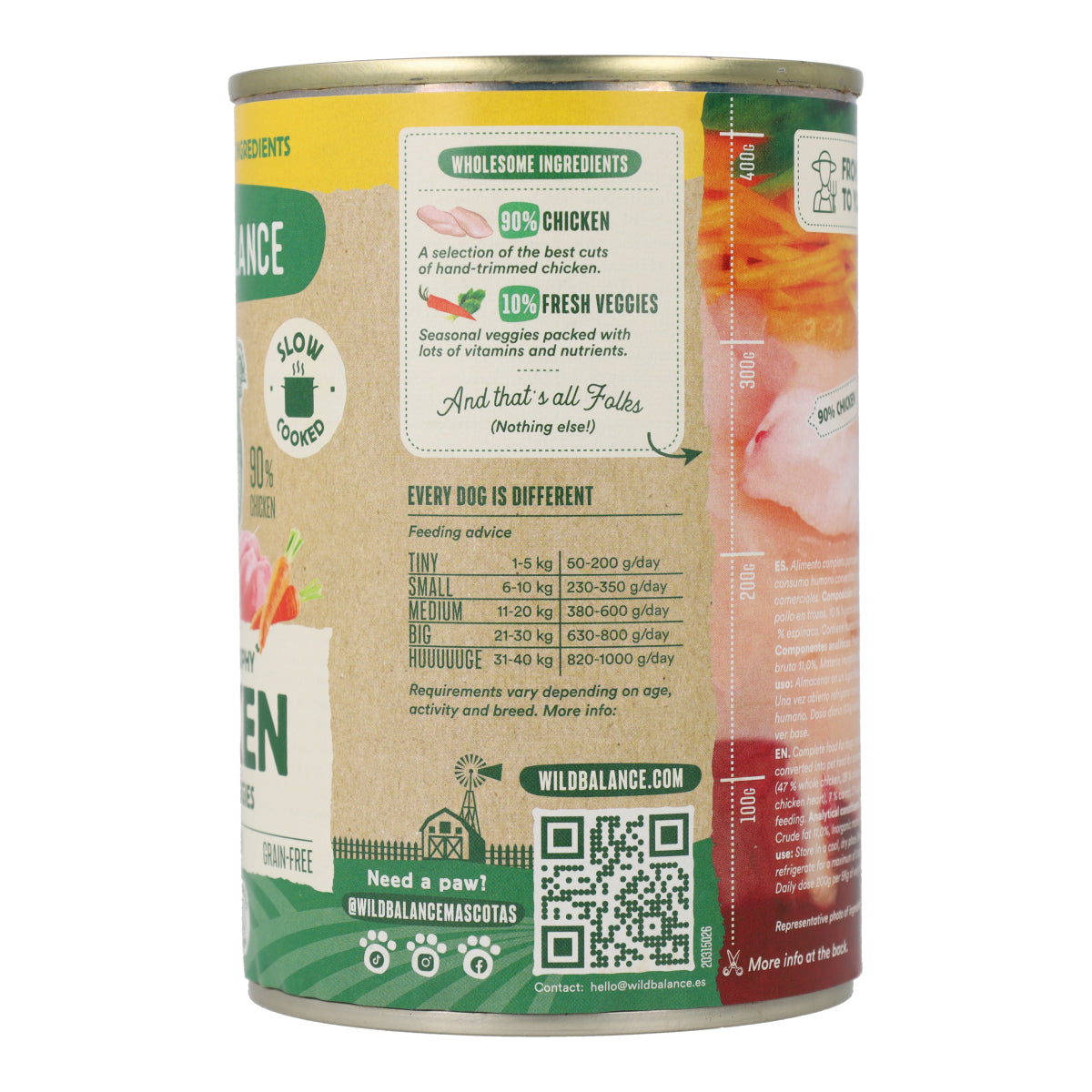 BARF-Hühnchen-Dose für Hunde Wild Balance 400 g