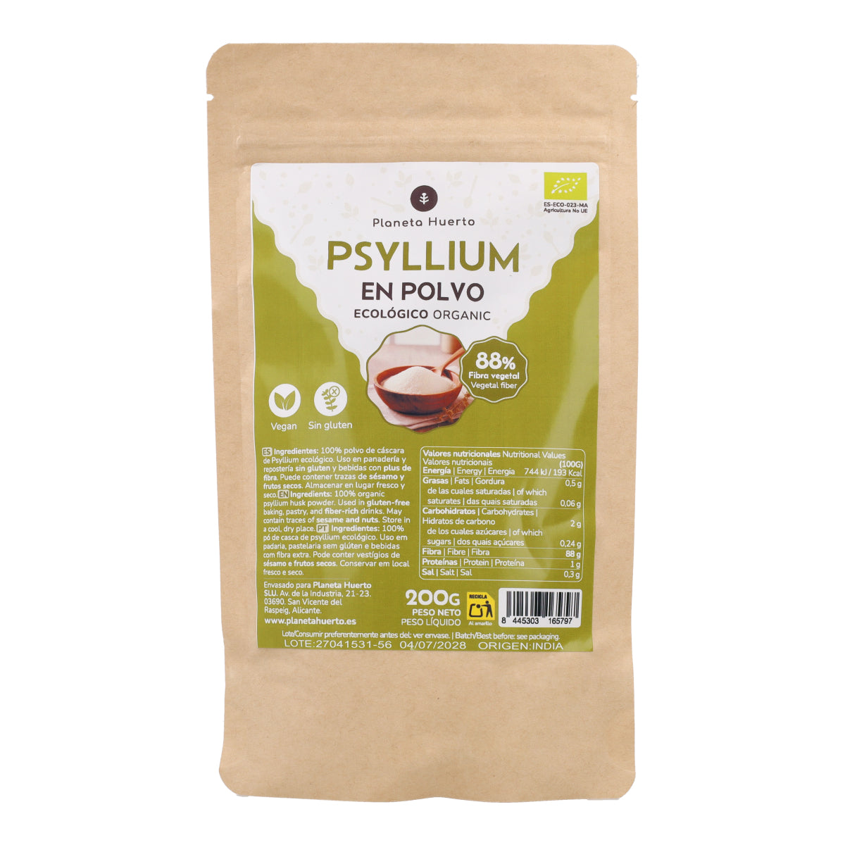 Flohsamenschalenpulver Eco Planeta Huerto 200 g