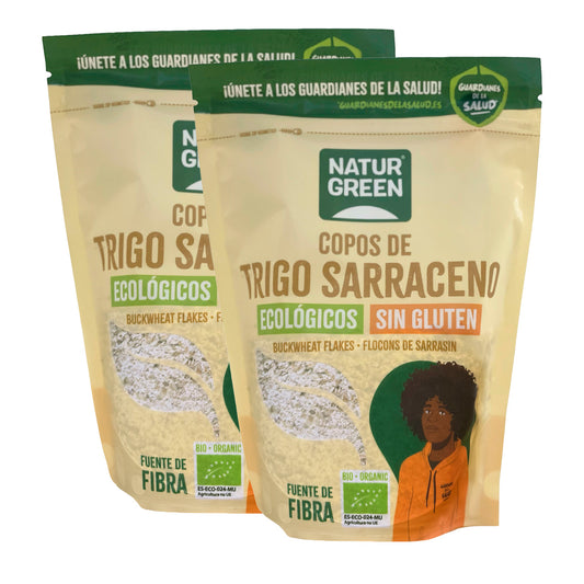 2er-Packung glutenfreie Bio-Buchweizenflocken Naturgreen 2 Stück à 250 g