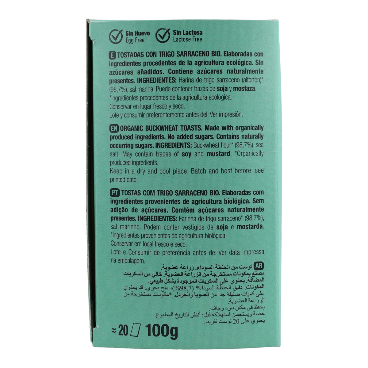 Leichte und knusprige Bio-Buchweizen-Toasts Santiveri 100 g