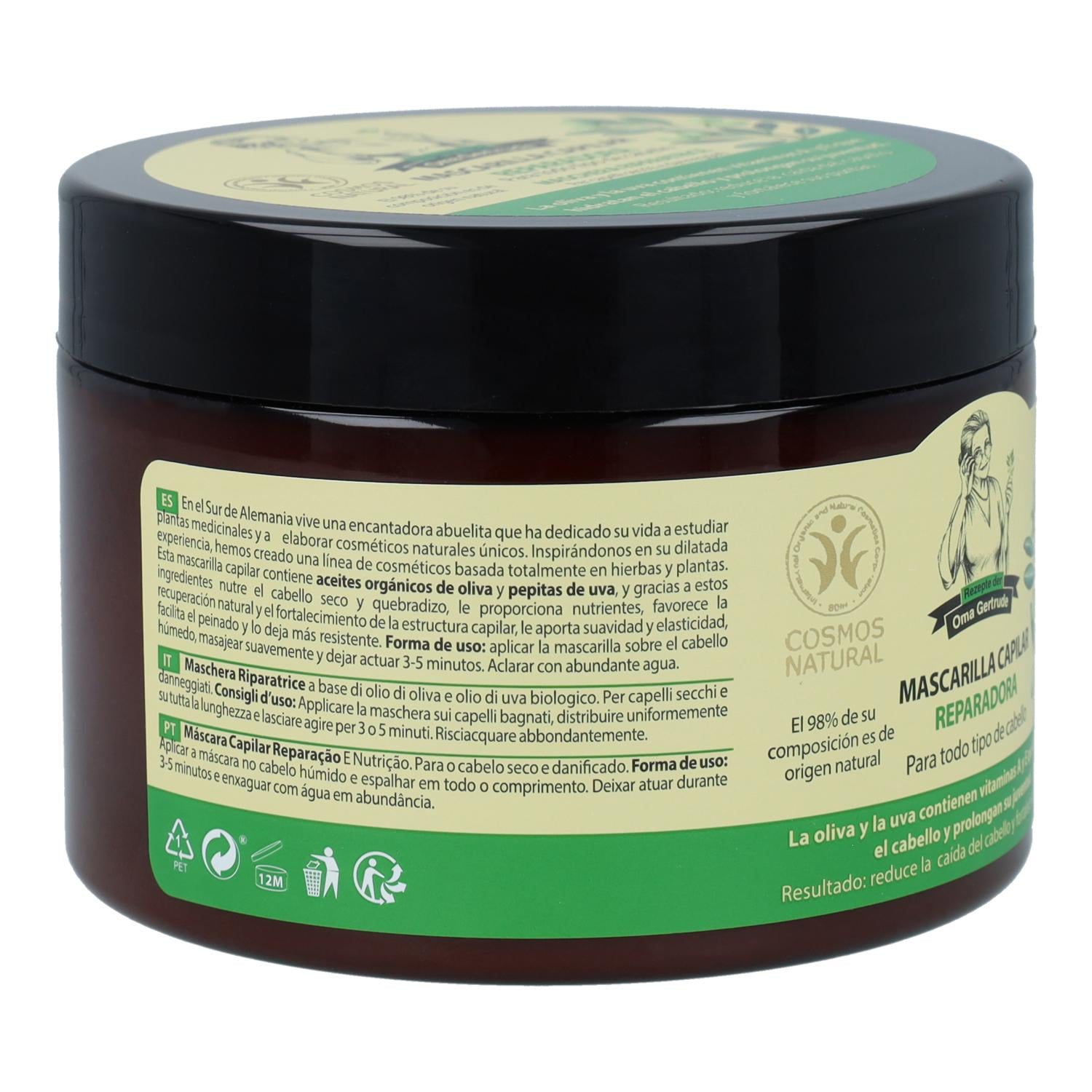 Pack 2x Mascarilla capilar reparación y nutrición cabellos secos y dañados, Oma gertrude, 300 ml