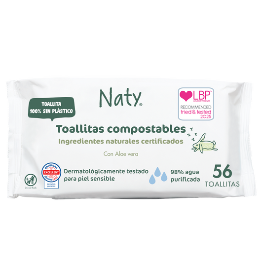 Feuchttücher mit Aloe Vera Naty 56 Stück