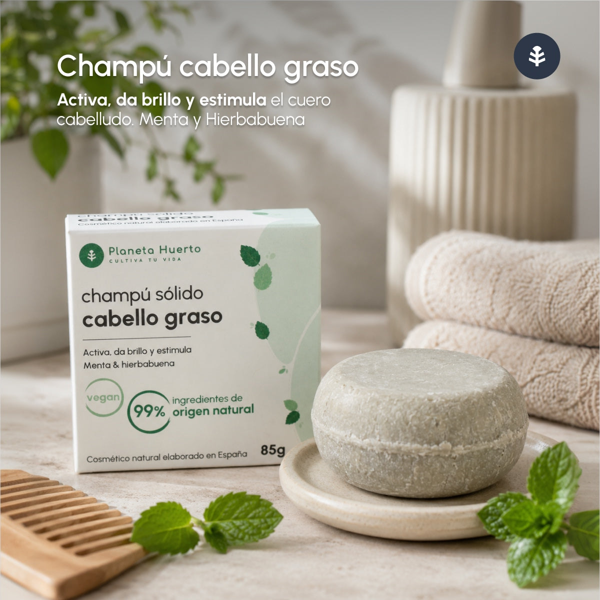 Planeta Huerto Minze Anti-Fett festes Shampoo 85 g