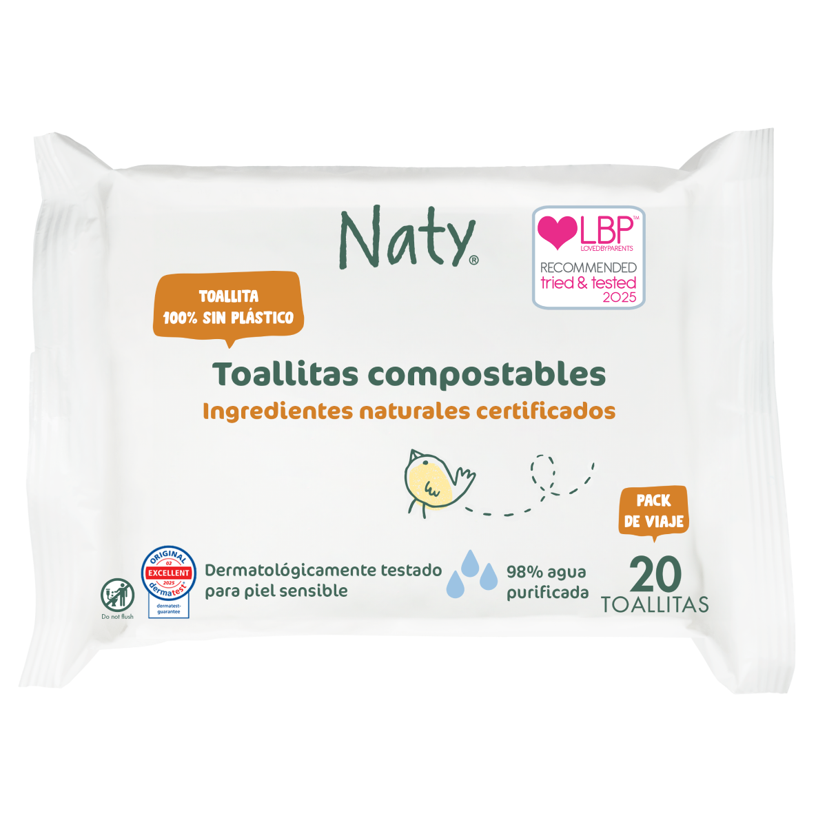 Reise-Feuchttücher Naty 20 Stück
