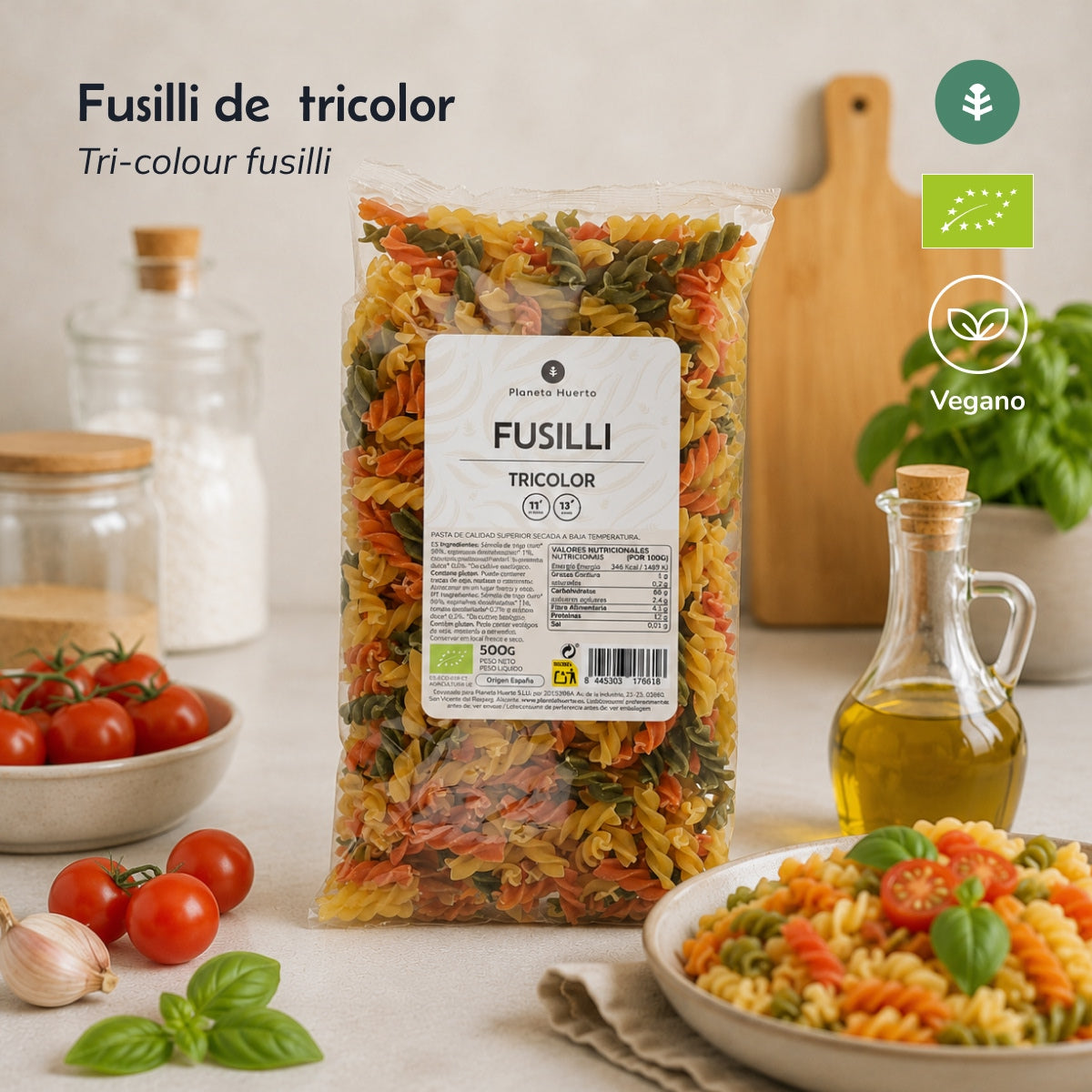 Fusilli dreifarbig ECO Planeta Huerto 500gr