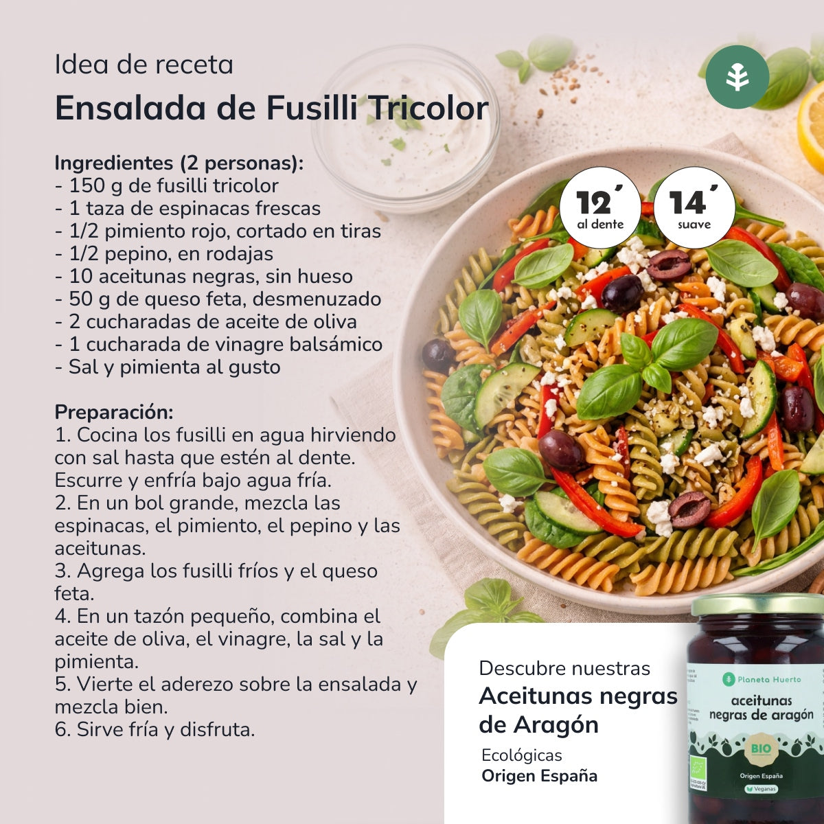 Fusilli dreifarbig ECO Planeta Huerto 500gr
