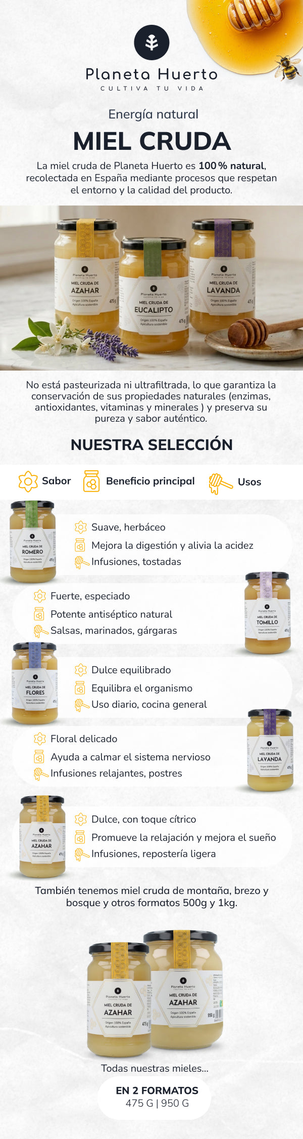 Miel Cruda de Eucalipto Planeta Huerto 475 g