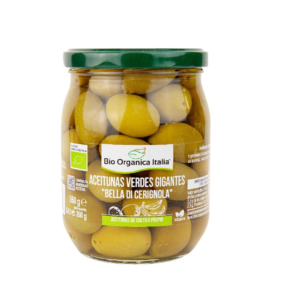 Riesige grüne Bio-Oliven Organica Italia 550 g