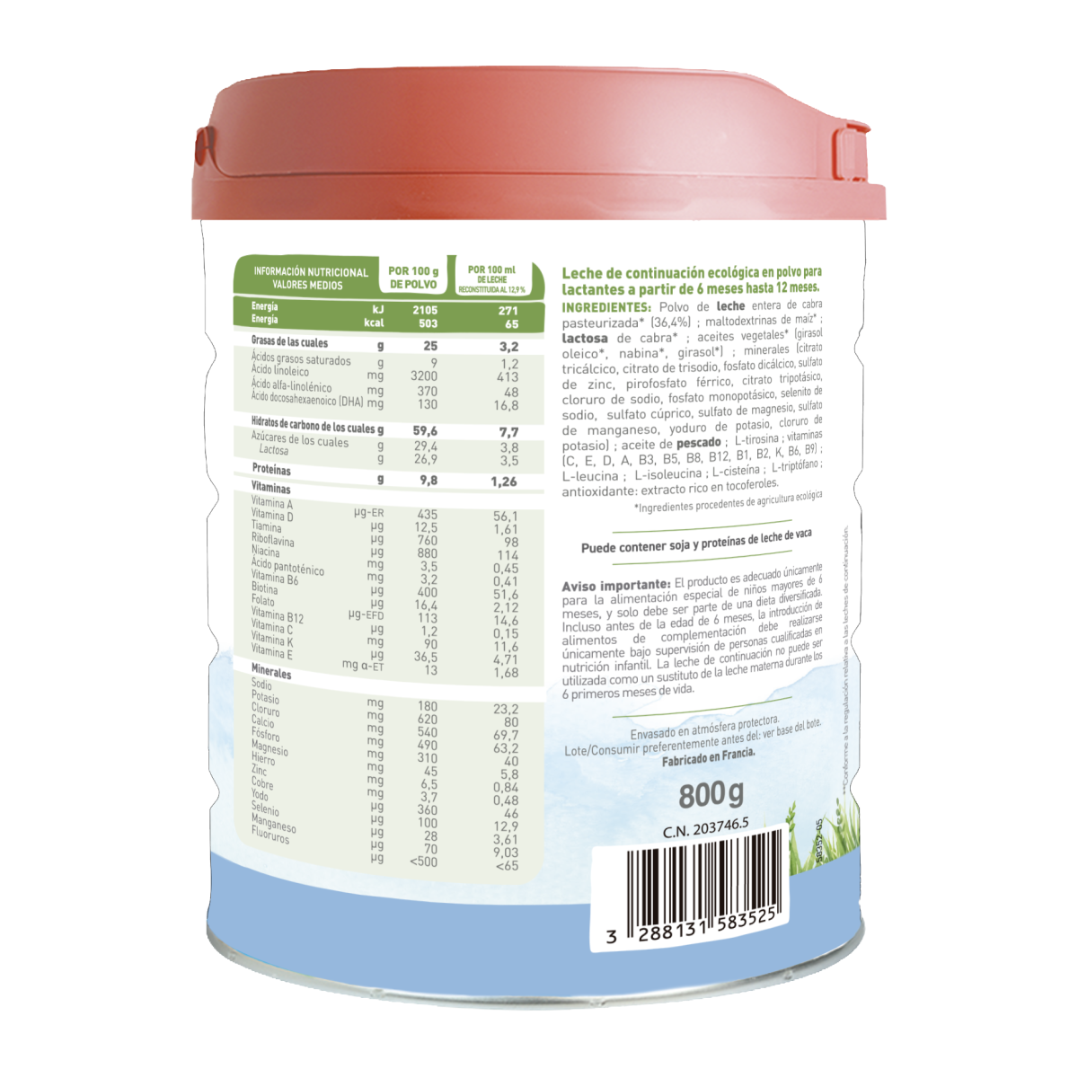 3er-Pack Ziegenmilch Caprea 2 (6 bis 12 Monate) Babybio 800 g