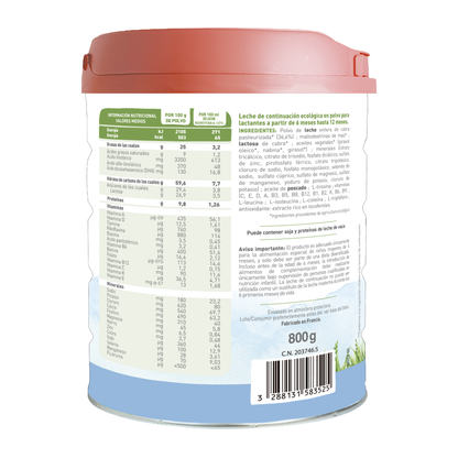 3er-Pack Ziegenmilch Caprea 2 (6 bis 12 Monate) Babybio 800 g