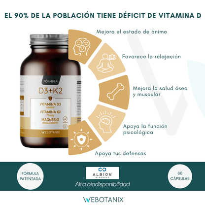 Vitamin D3 4000 IE + K2 + Magnesium Vegan-Formel, WeBotanix
