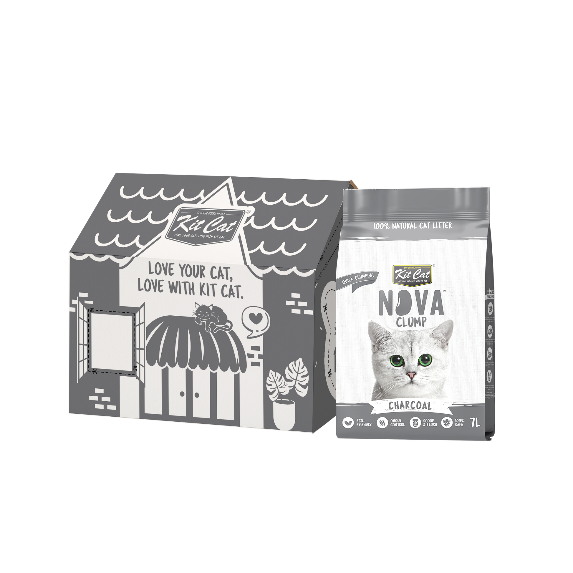 Katzenstreu-Set Eco SoyaClump – Charcoal 7 l Katzenstreu