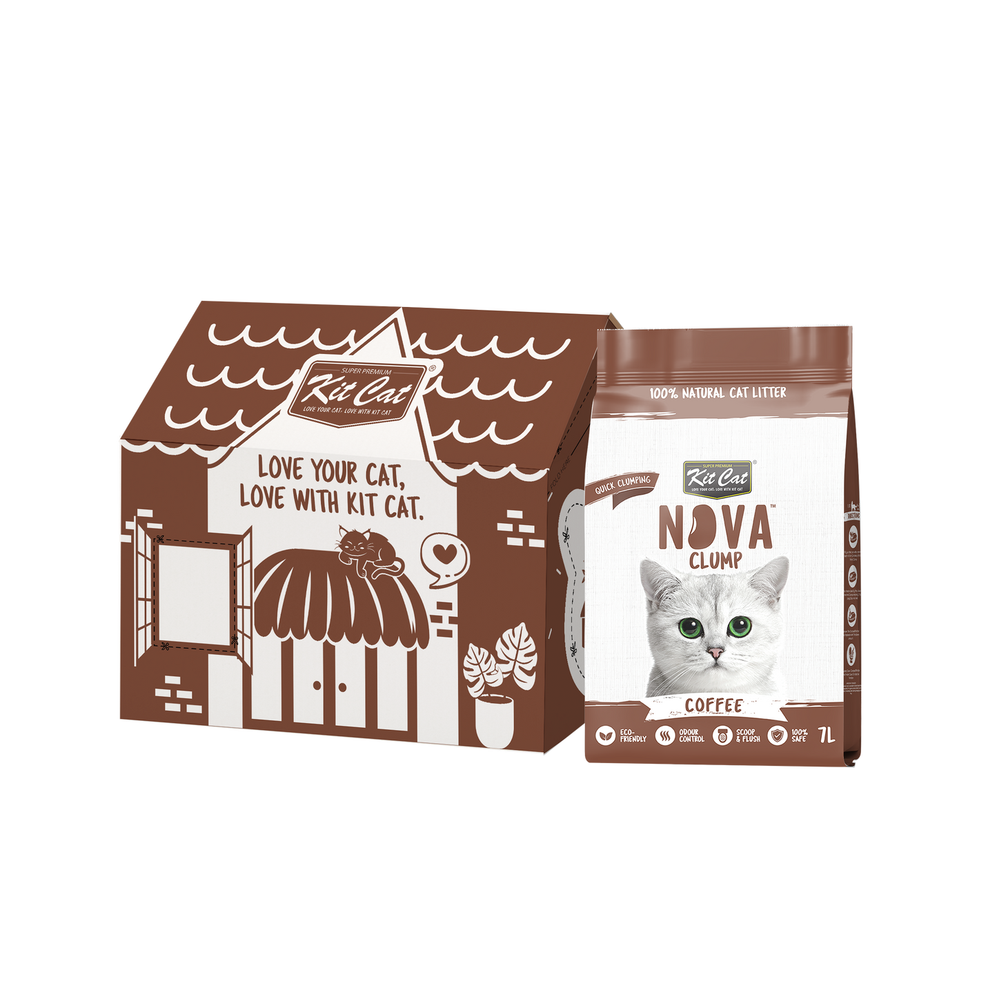 Kit Cat Arena Eco SoyaClump – Coffee 7 l Katzenstreu