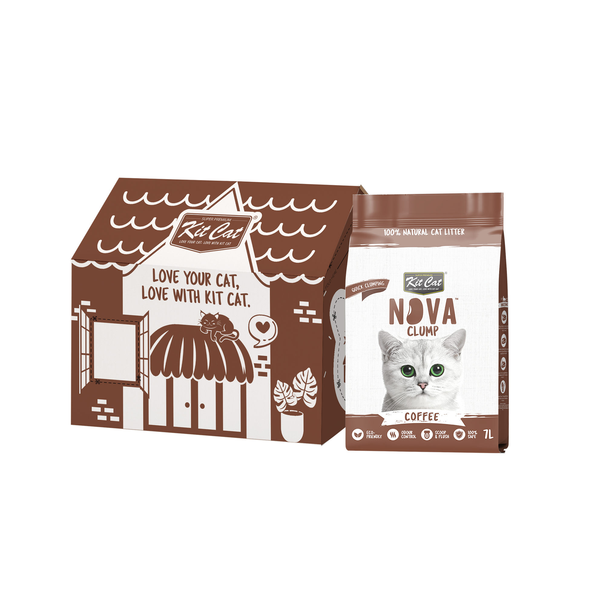 Kit Cat Arena Eco SoyaClump – Coffee 7 l Katzenstreu