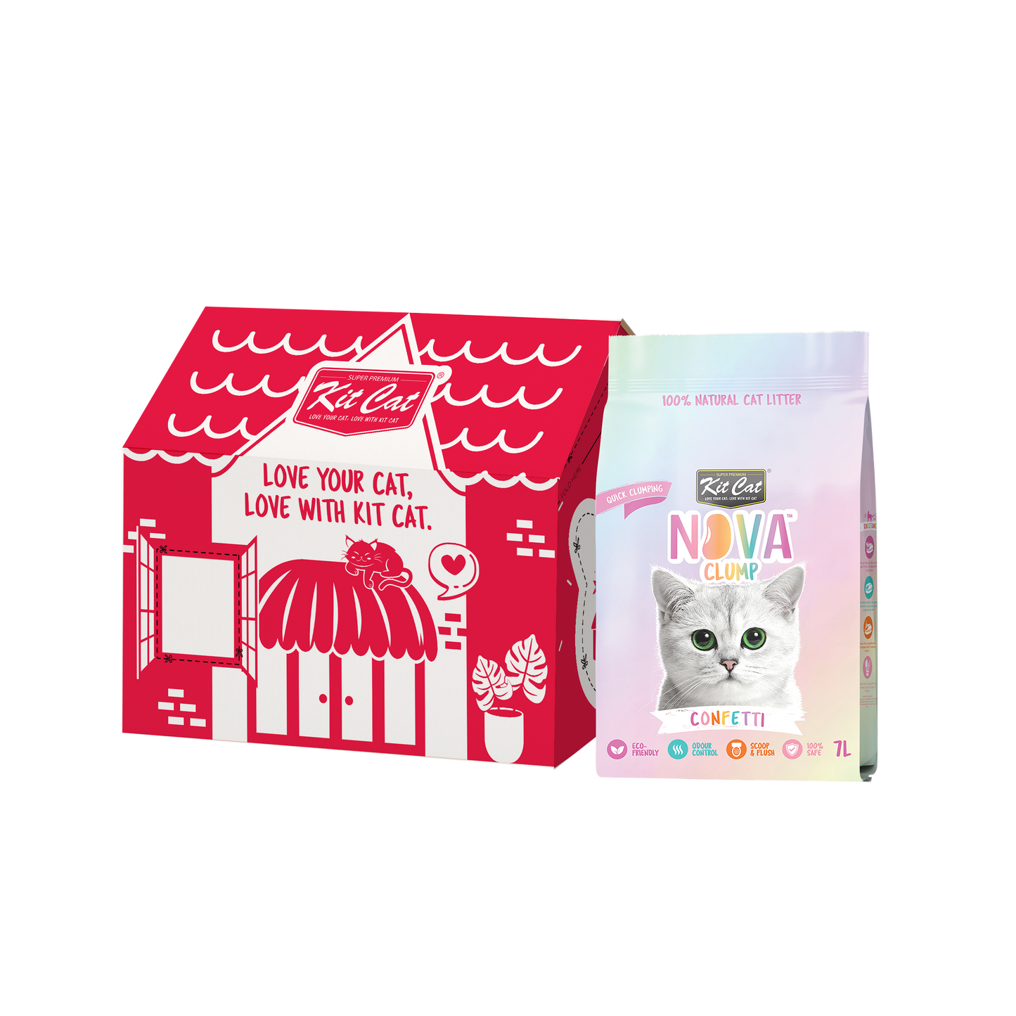Katzenstreu-Set Eco SoyaClump – Confetti 7 l Katzenstreu