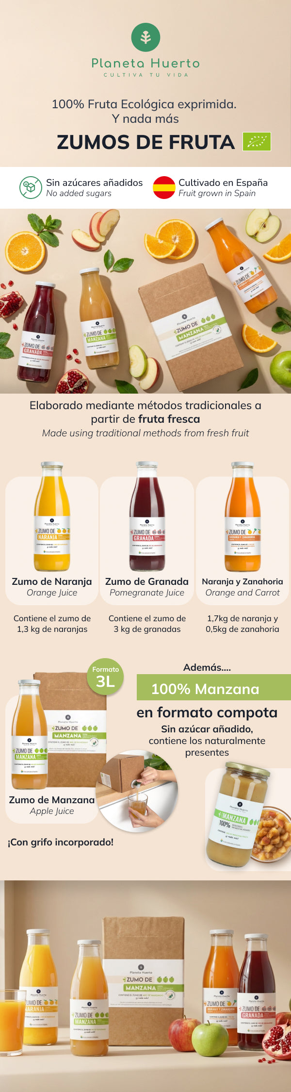 Apfelsaft 100% gepresste Früchte Eco Planet Orchard 750ml