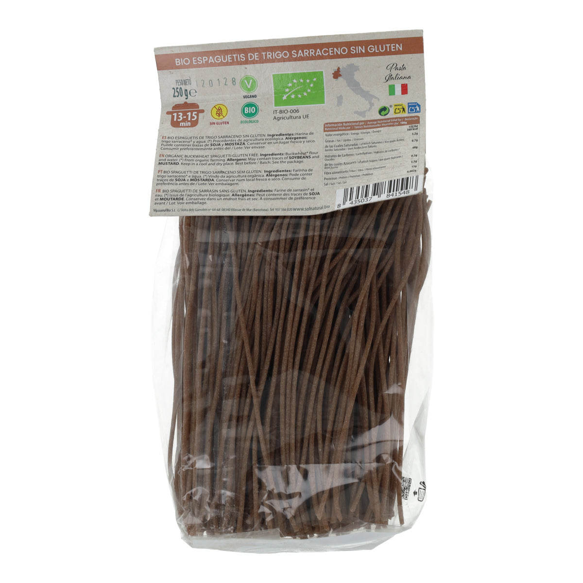 Glutenfreie Bio-Buchweizenspaghetti Sol Natural 250 g