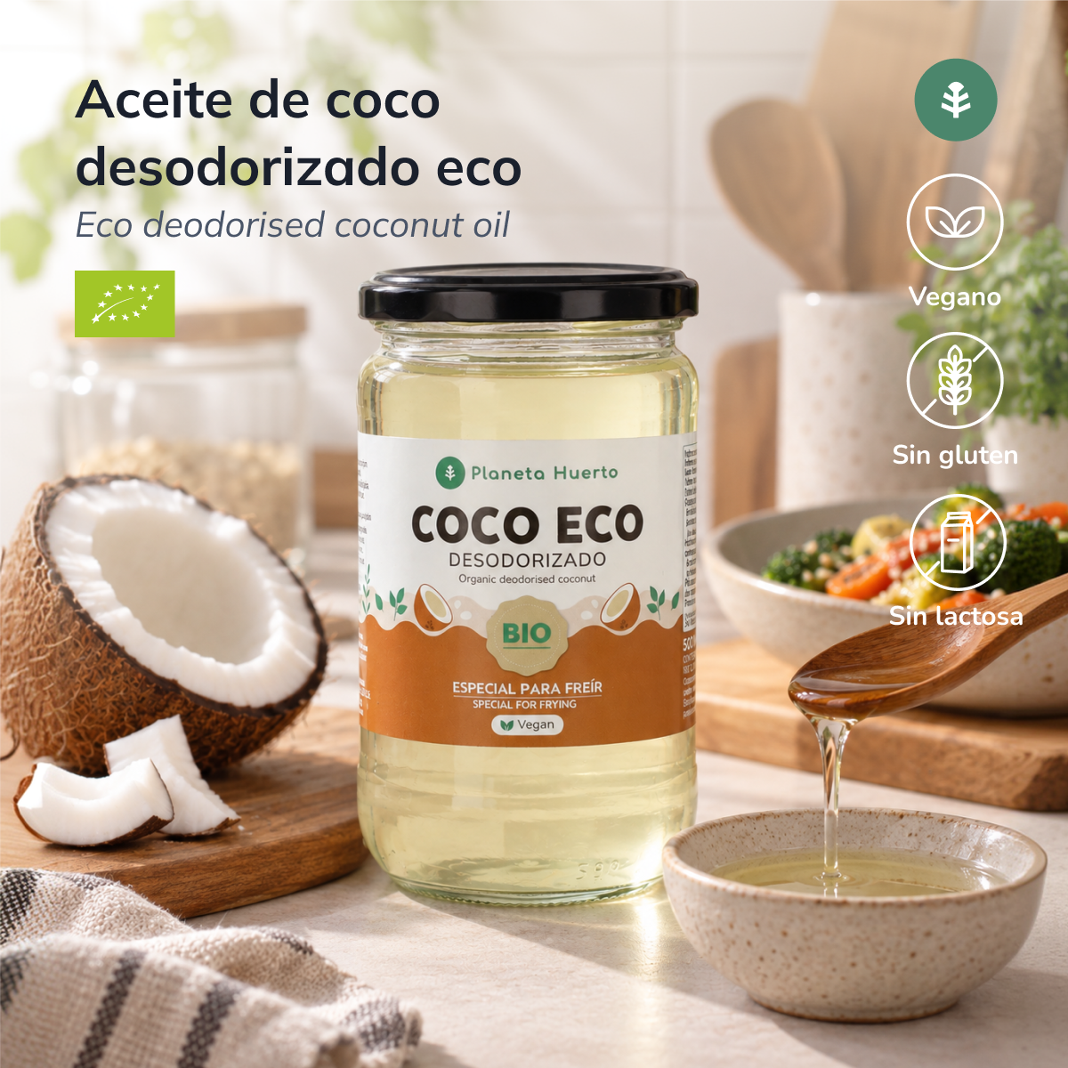 Desodoriertes Kokosnussöl ECO Planeta Huerto 500 ml