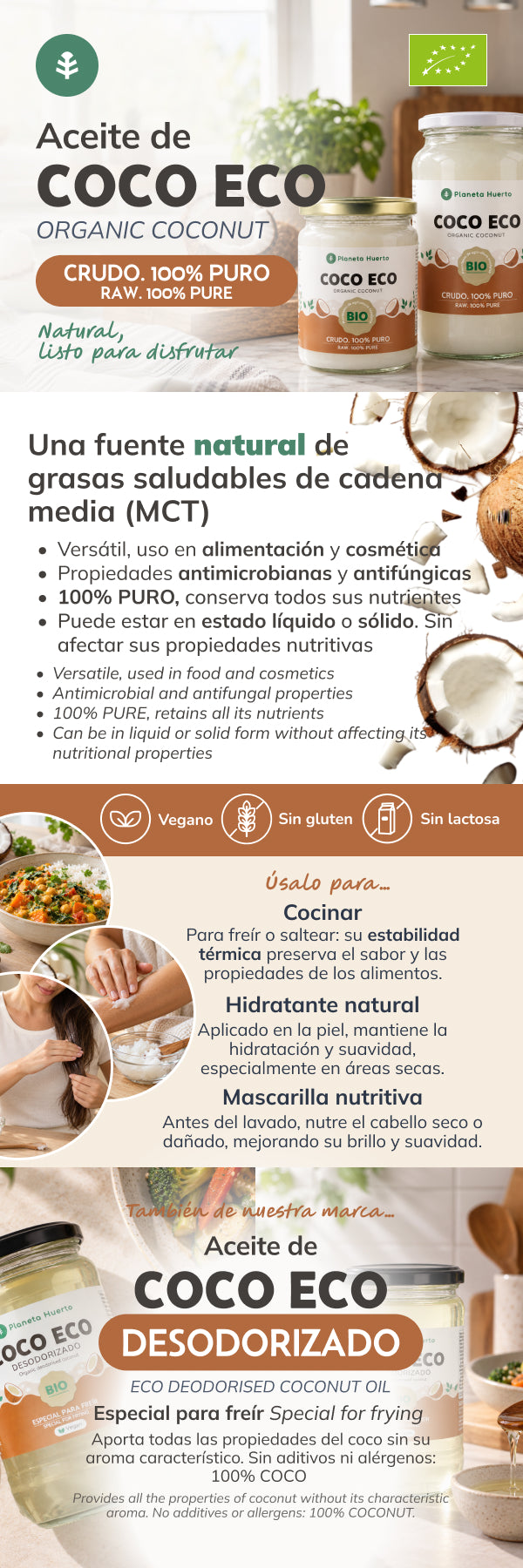 Natives Kokosnussöl ECO Planeta Huerto 500 ml